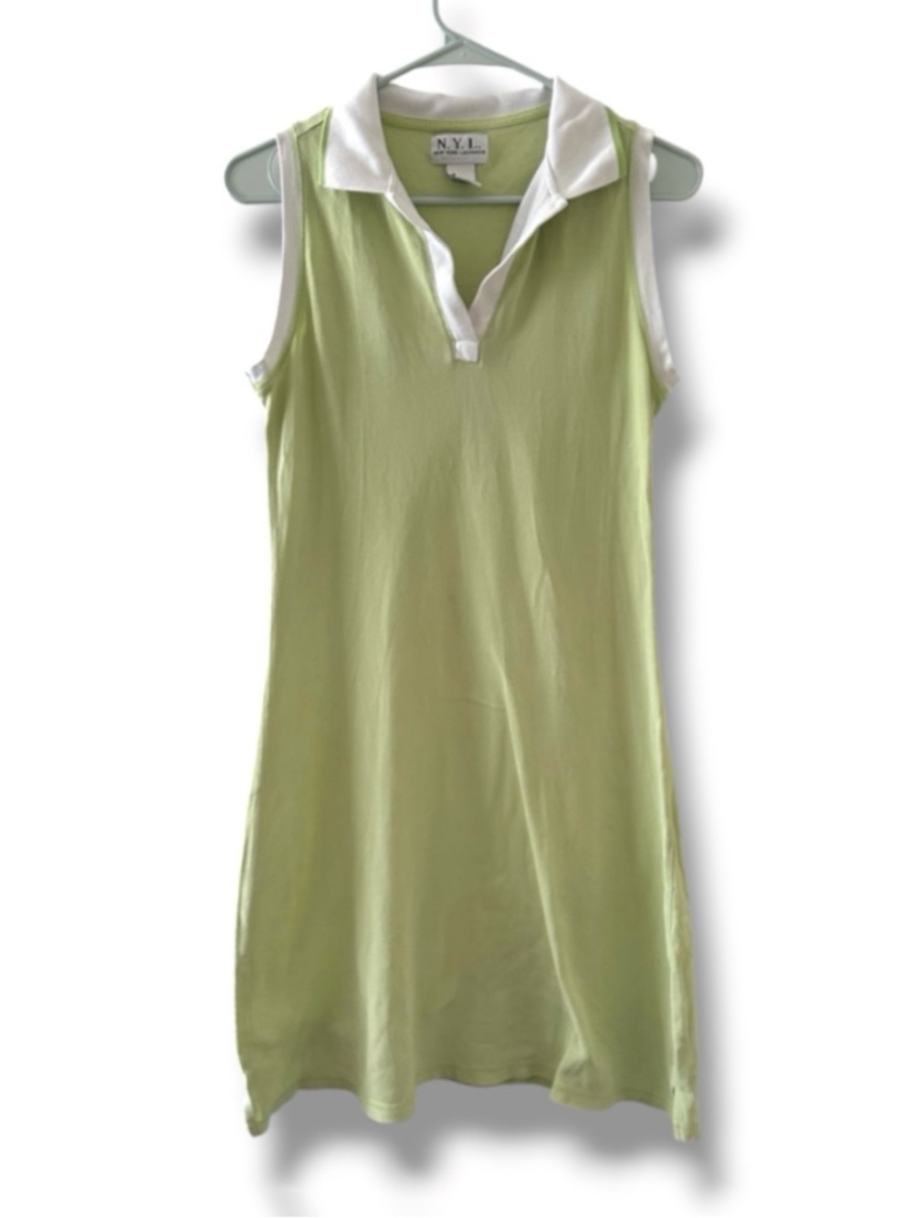 Vintage 90s NYL Lime Green Sleeveless Polo Dress Women’s Sz Medium Tennis Preppy